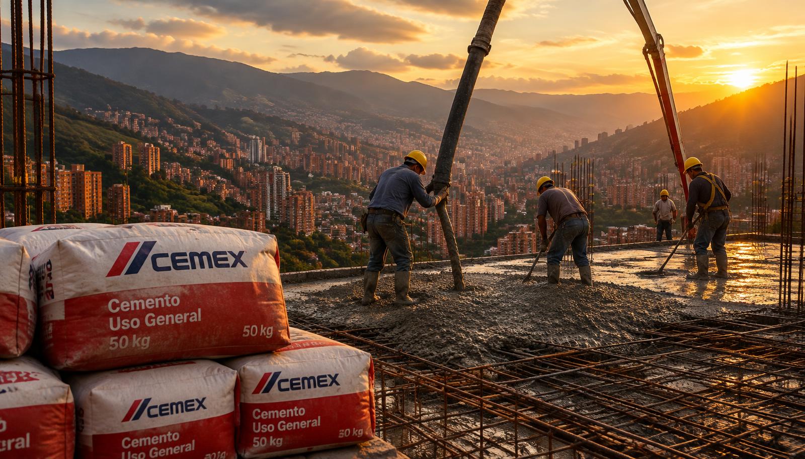 Construction site in Medellín supplied by Colcemento
